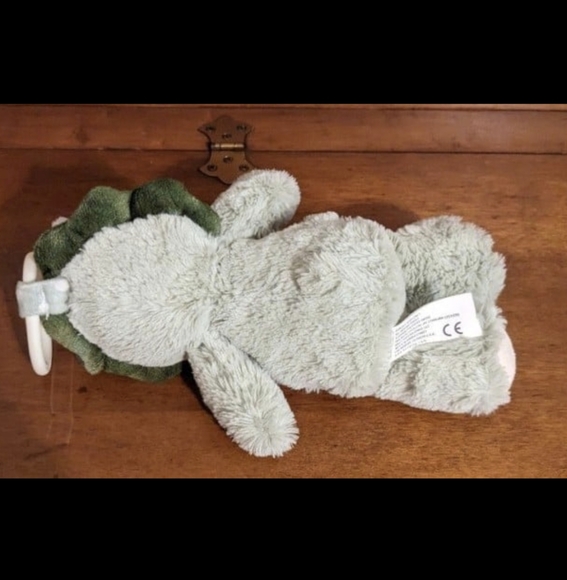 Kellytoy Light Green Dinosaur Baby Infant Rattle 10" Plush Clip Baby Toy Stuffed - Picture 3 of 5